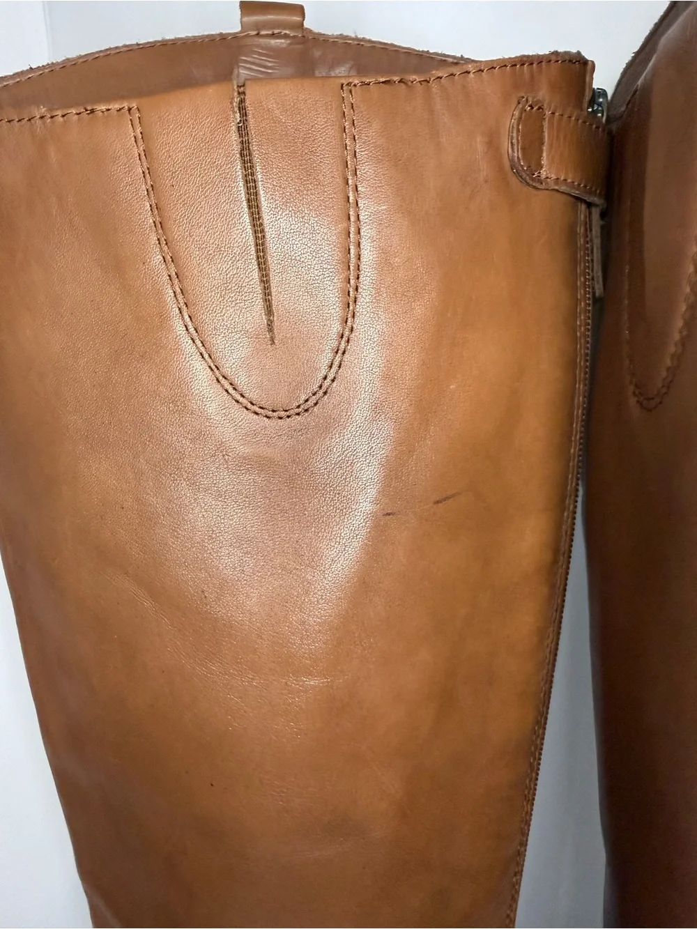 Sam Edelman Vintage-Inspired  Leather Tall Riding Boots Cognac Brown Size 9.5